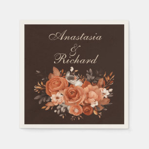 Serviette En Papier Terracotta foncée et Mariage orange brûlé