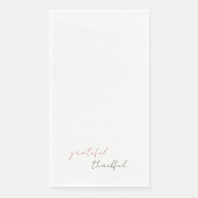 Serviette En Papier Terracotta & Green Script Grateful Thankful (Devant)