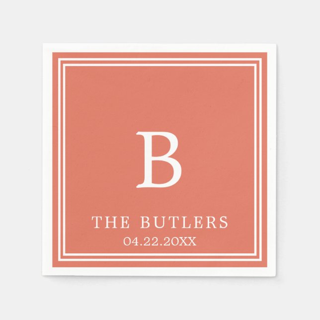 Serviette En Papier Terracotta Mariage personnalisé Cocktail serviette (Devant)