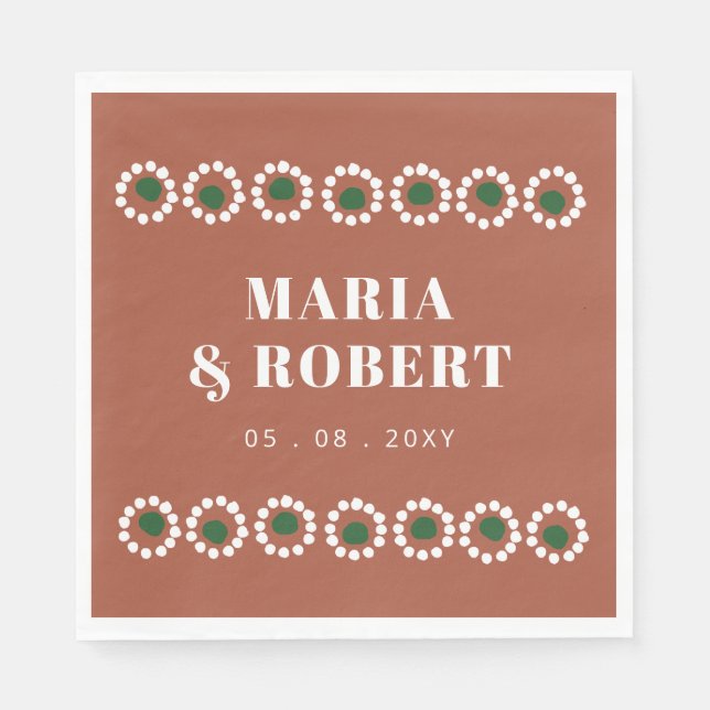 Serviette En Papier Terracotta mexicaine Boho Barro Mariage (Devant)