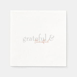 Serviette En Papier Terracotta moderne et vert Grateful Thankful II