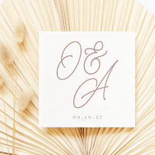 Serviette En Papier Terracotta   Monogramme filigrane de mariage Scrip