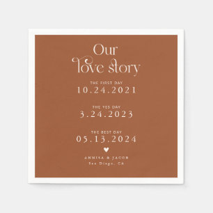 Serviette En Papier Terracotta Notre histoire d'amour Mariage rétro Na