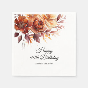 Serviette En Papier Terracotta Orange Fall Flowers 90e anniversaire
