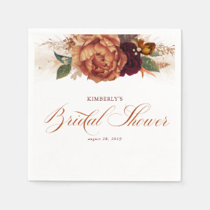 Serviette En Papier Terracotta Rust Floral Pampas Fête des mariées en 