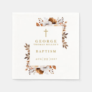 Serviette En Papier Terracotta Rustique Automne Botanique Floral Baptê