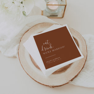 Serviette En Papier Terracotta White Eat Drink Nous sommes mariés Mari