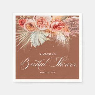 Serviette En Papier Terrasse en terre cuite rouille Fleurs d'herbe de 