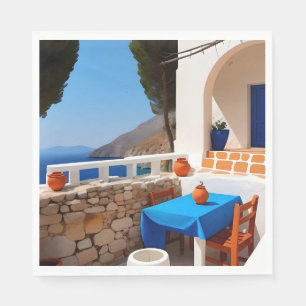 Serviette En Papier Terrasse Méditerranée Vue