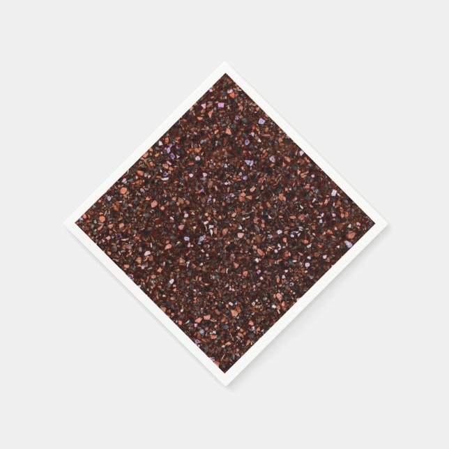Serviette En Papier Terrazzo Retro Brown noir Tan Brown Élégant (Coin)