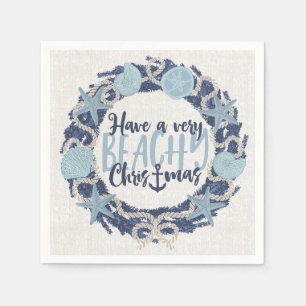 Serviette En Papier Terre côtière de Noël Tropical Sea Shell Wreath - 