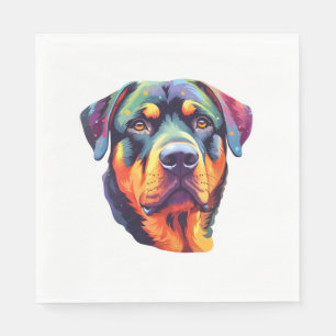 Serviette En Papier Tête colorée Rottweiler