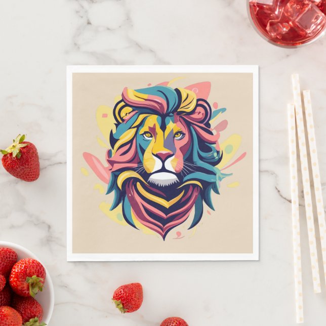 Serviette En Papier Tête de lion Abstraite (En situation)