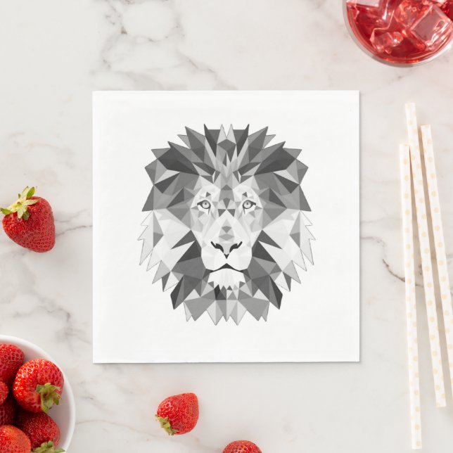 Serviette En Papier Tête de lion géométrique cool (En situation)