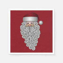 Serviette En Papier Tête de père Noël avec barbe rouge