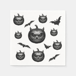 Serviette En Papier Tête et chauves-souris citrouilles