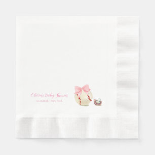 Serviette En Papier Tétine à ruban rose Baseball Sport Fille Baby Show
