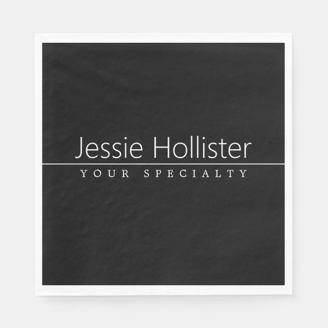 Serviette En Papier Texte blanc classique simple en noir (Devant)
