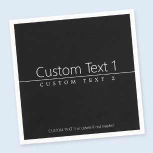 Serviette En Papier Texte blanc classique simple en noir