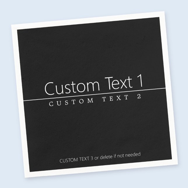 Serviette En Papier Texte blanc classique simple en noir (Créateur téléchargé)