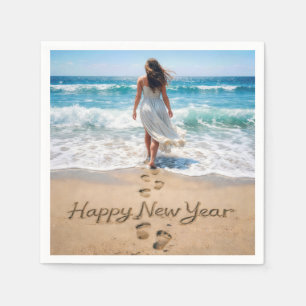 Serviette En Papier Texte de Bonne Année avec Beachwalker