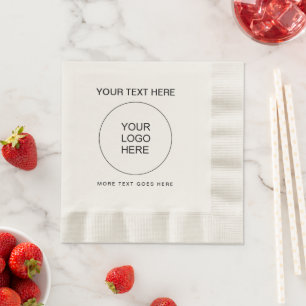 Serviette En Papier Texte de logo personnalisable déjeuner écru papier