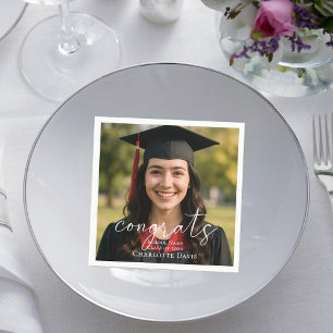 Serviette En Papier texte de photo de fête de fin d'études félicitatio