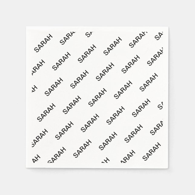 Serviette En Papier Texte extensible personnalisable Blanc et noir mod (Devant)