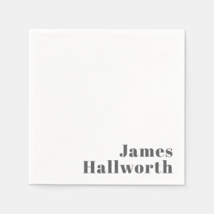 Serviette En Papier Texte moderne élégant et rétro Gris