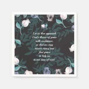 Serviette En Papier Texte modifié design floral noir ver
