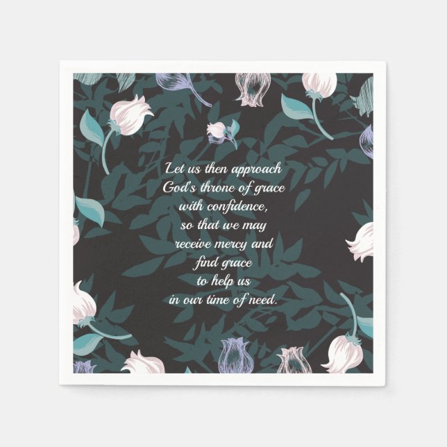 Serviette En Papier Texte modifié design floral noir ver (Devant)