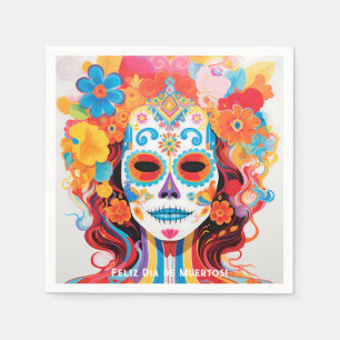 Serviette En Papier Texte personnalisé Dia de Muertos La Calavera Catr
