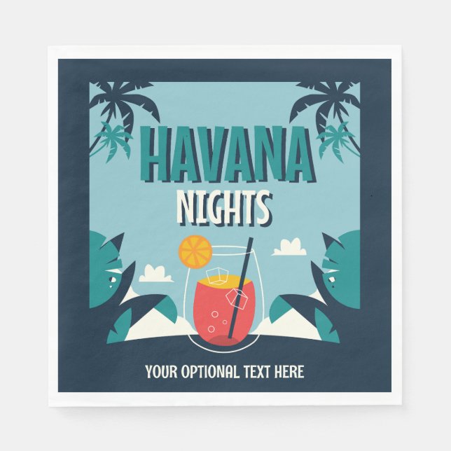 Serviette En Papier Texte personnalisé "Havana Nights" (Devant)
