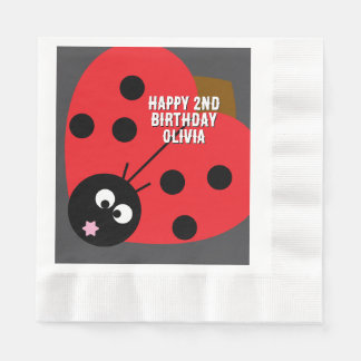 Serviette En Papier Texte Personnalisé Ladybird Party Napkin - Joli de