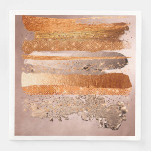 Serviette En Papier Texture glamour de Copper Gold Strokes