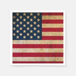 Serviette En Papier Texture Grunge Drapeau Américain Vintage Rouge et