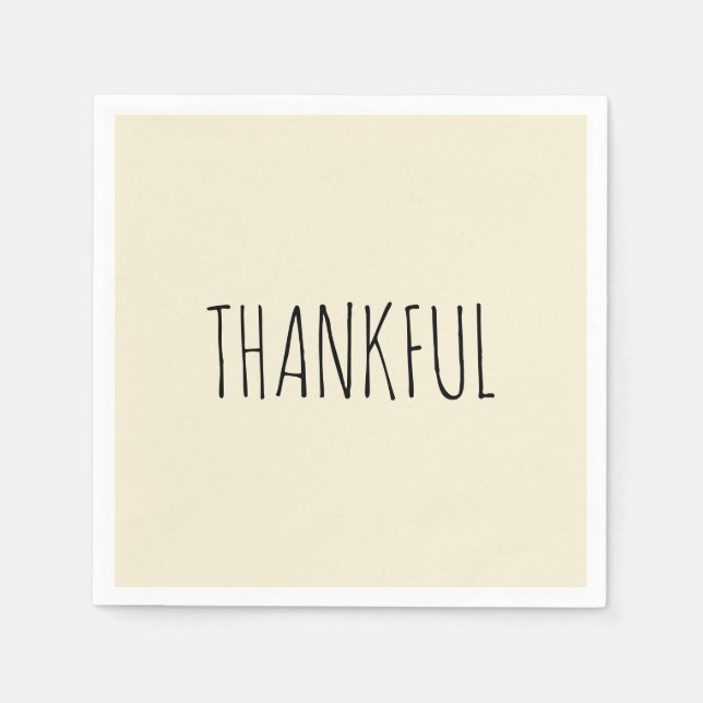 Serviette En Papier THANKFUL Thanksgiving Cream & Black Coctail (Devant)