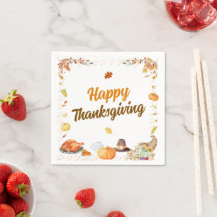 Serviette En Papier Thanksgiving aquarelle