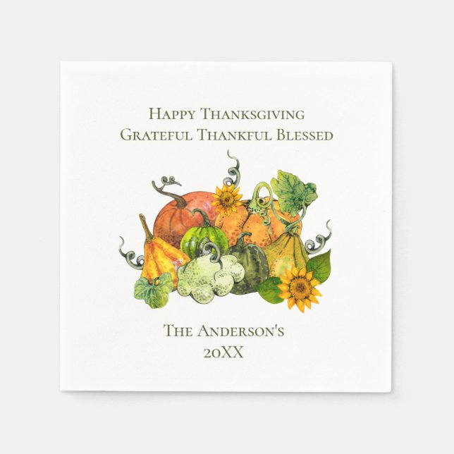 Serviette En Papier Thanksgiving automne Citrouilles d'automne personn (Devant)