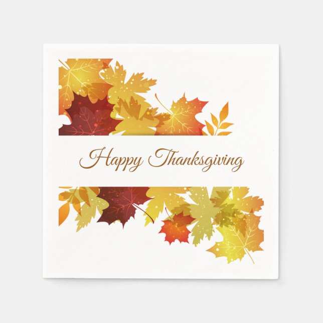 Serviette En Papier Thanksgiving Autumn Leaves Napkin (Devant)