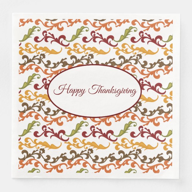 Serviette En Papier Thanksgiving Autumn Leaves Naples (Devant)