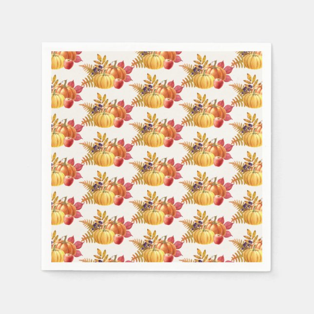 Serviette En Papier Thanksgiving Citrouille Napkin (Devant)