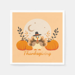 Serviette En Papier Thanksgiving Cute Orange Turkey Pumpkin
