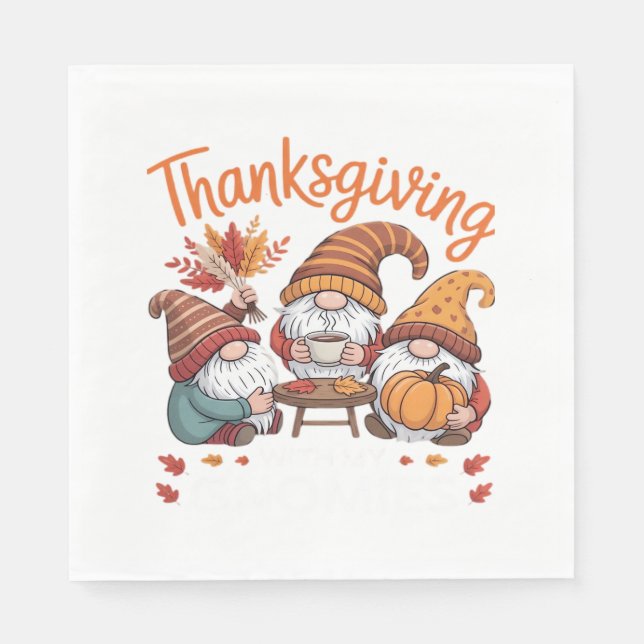 Serviette En Papier Thanksgiving Gnome Fall Leopard Turkey Essentiel T (Devant)