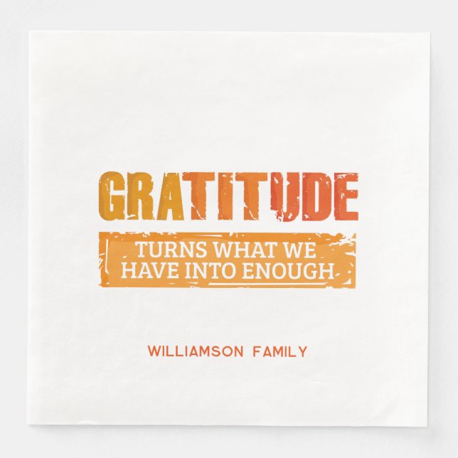 Serviette En Papier Thanksgiving Gratitude Famille Se Reunir (Devant)