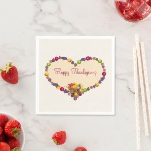 Serviette En Papier Thanksgiving Heart et Cornucopia