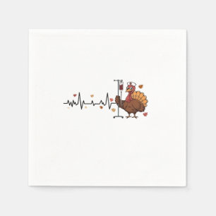 Serviette En Papier Thanksgiving Heartbeat Turkey Nurse Pulse Fall RN