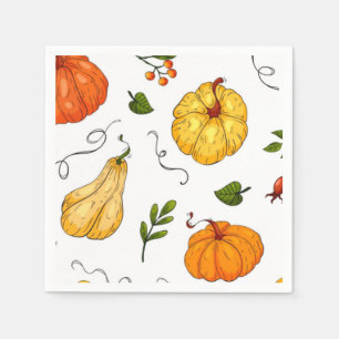 Serviette En Papier Thanksgiving Holiday Citrouille Automne Moderne Or