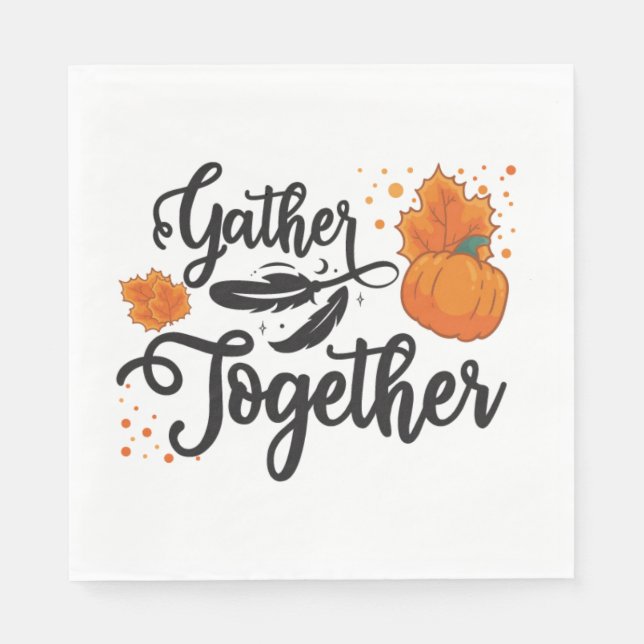 Serviette En Papier Thanksgiving Rassembler ensemble papier de script  (Devant)