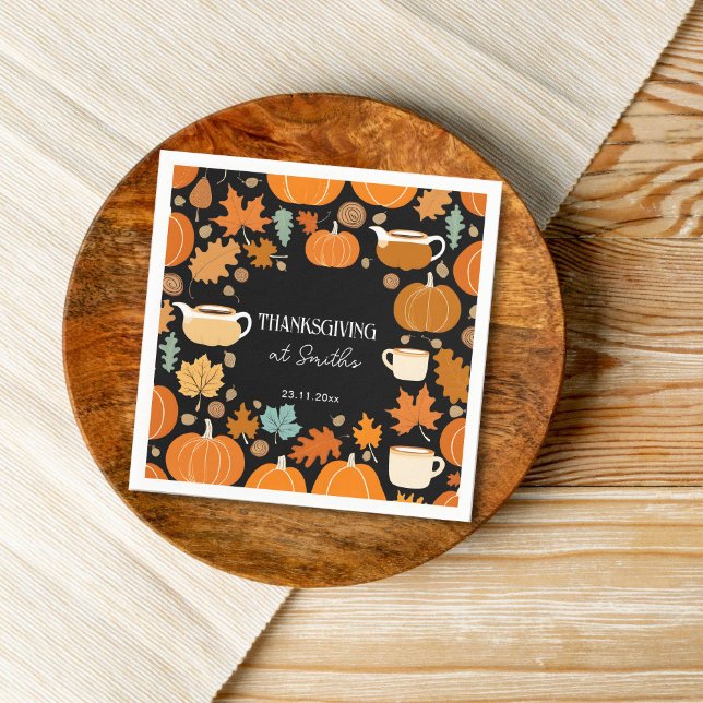 Serviette En Papier Thanksgiving rétro style citrouille érable feuille (Thanksgiving  thanksgiving dinner party tableware napkins friendsgiving napkins pumpkins fall theme)